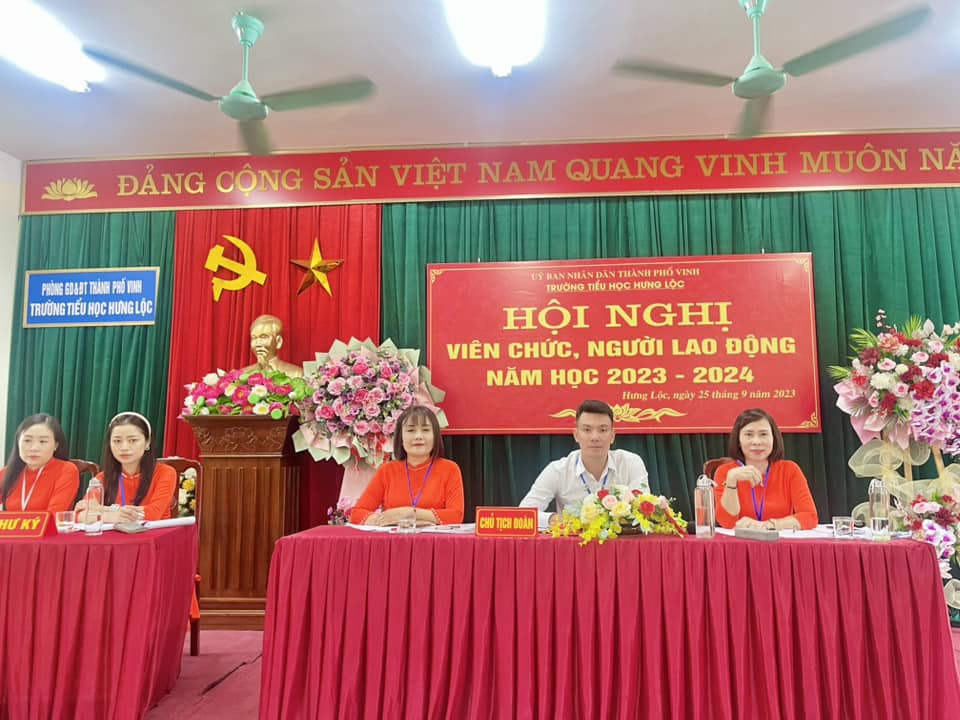 TRƯỜNG TIỂU HỌC HƯNG LỘC ĐÃ TIẾN HÀNH HỘI NGHỊ VIÊN CHỨC, NLĐ NĂM HỌC 2023 - 2024.